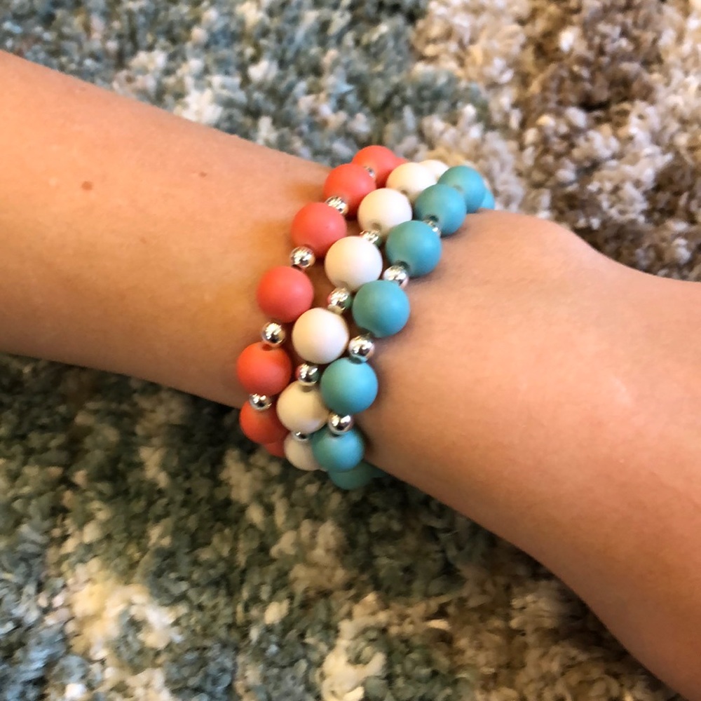Handmade Matte Glass Bead Bracelets - New 3-Pack